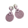 Boucles d'oreilles pendantes, cerisier en fleur, en pâte polymère