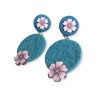 Boucles d'oreilles pendantes, cerisier en fleur, en pâte polymère