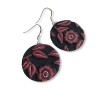 Boucles d'oreilles rondes pendantes, fleur rouges, en pâte polymère