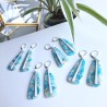 Boucles d'oreilles pendantes fausse pierre bleue, en pâte polymère