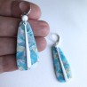 Boucles d'oreilles pendantes fausse pierre bleue, en pâte polymère