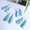Boucles d'oreilles pendantes fausse pierre bleue, en pâte polymère