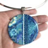 Grand pendentif rond collection lagon, en pâte polymère