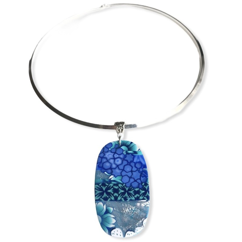 Pendentif fleuri collection lagon, en pâte polymère
