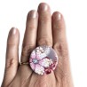 Big bague cerisiers en fleurs, en pâte polymère
