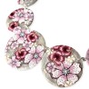 Collier court fleur de cerisier et hibiscus en pâte polymère monté sur chaîne
