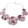 Collier court fleur de cerisier et hibiscus en pâte polymère monté sur chaîne
