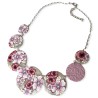 Collier court fleur de cerisier et hibiscus en pâte polymère monté sur chaîne