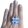 Bague fleurs bleues, en pâte polymère