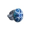 Bague ronde aux fleurs bleues en pâte polymère