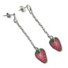Boucles d'oreilles pendantes, mini fraise sur chaîne, en pâte polymère