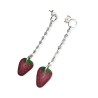 Boucles d'oreilles pendantes, mini fraise sur chaîne, en pâte polymère