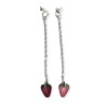 Boucles d'oreilles pendantes, mini fraise sur longue chaîne, pâte polymère