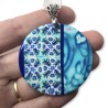 Pendentif rond moyen, collection lagon, en pâte polymère