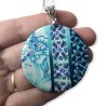 Pendentif rond moyen, collection lagon, en pâte polymère