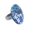 Big bague joli bouquet aux fleurs bleues, en pâte polymère