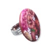 Big bague exotique, fruits et hibiscus, en pâte polymère