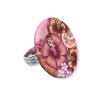 Big bague exotique, fruits et hibiscus, en pâte polymère