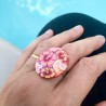Big bague exotique, fruits et hibiscus, en pâte polymère