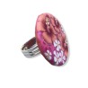 Big bague exotique, hibiscus, en pâte polymère