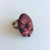 Bague rouge fleurie en pâte polymère