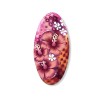 Big bague ovale exotique, fruits et hibiscus, en pâte polymère