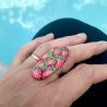 Big bague ovale fraises, en pâte polymère