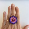 Bague violette fleurie en pâte polymère
