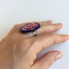 Bague violette fleurie en pâte polymère