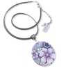 Pendentif rond (4cm) cerisiers en fleurs, en pâte polymère
