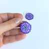 Boucles d'oreilles violettes, fleuries, en pâte polymère