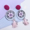 Boucles d'oreilles pendantes, cerisier en fleur, en pâte polymère