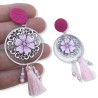 Boucles d'oreilles pendantes, cerisier en fleur, en pâte polymère