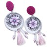 Boucles d'oreilles pendantes, cerisier en fleur, en pâte polymère