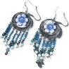 Boucles d'oreilles bohème pendantes avec fleurs bleues en pâte polymère