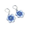 Boucles d'oreilles pendantes, fleur bleue simple, en pâte polymère