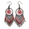 Boucles d'oreilles bohème pendantes avec fleurs d'hibiscus en pâte polymère