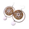 Boucles d'oreilles pendantes, fleur jaune moutarde, en pâte polymère