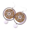 Boucles d'oreilles pendantes, fleur jaune moutarde, en pâte polymère