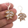 Boucles d'oreilles pendantes, feuilles jaune moutarde, en pâte polymère
