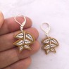 Boucles d'oreilles pendantes, feuilles jaune moutarde, en pâte polymère