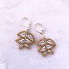 Boucles d'oreilles pendantes, feuilles jaune moutarde, en pâte polymère