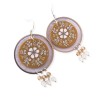 Boucles d'oreilles pendantes, fleurs esprit liberty, jaune moutarde, en pâte polymère