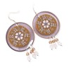 Boucles d'oreilles pendantes, fleurs esprit liberty, jaune moutarde, en pâte polymère