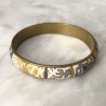 Bracelet fleurs, jaune moutarde, en pâte polymère