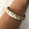 Bracelet fleurs, jaune moutarde, en pâte polymère