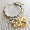 Bracelet breloques en jaune moutarde, pâte polymère