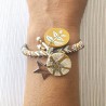 Bracelet breloques en jaune moutarde, pâte polymère