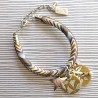Bracelet breloques en jaune moutarde, pâte polymère