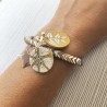 Bracelet breloques en jaune moutarde, pâte polymère